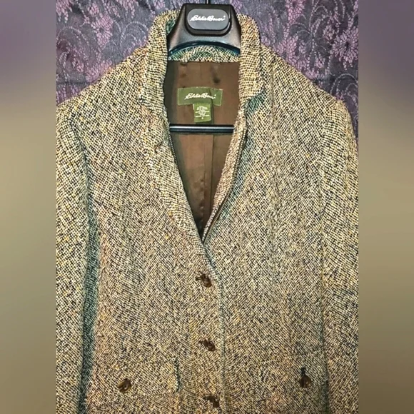 Eddie Bauer Vintage Womens Wool Blend Tweed Trench Coat Sz. S - Picture 8 of 12